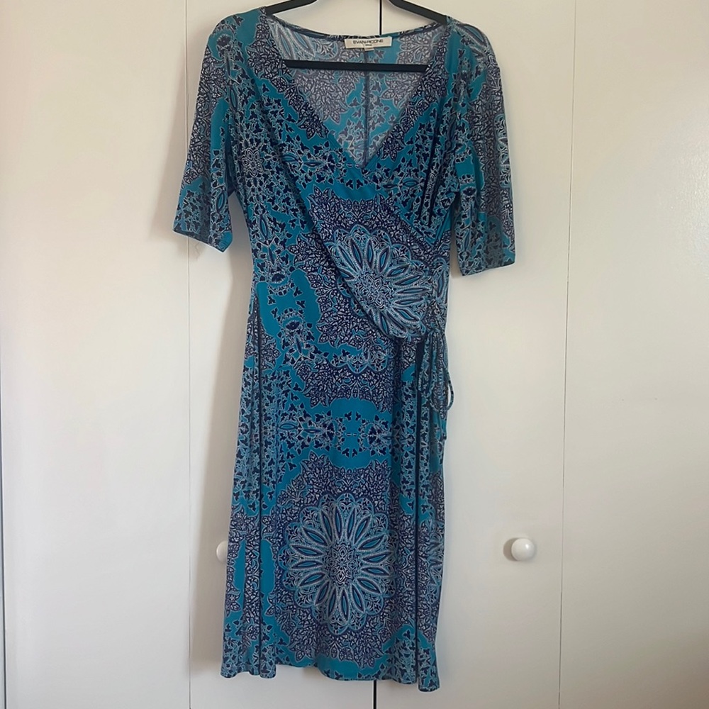 Blue and Purple Patterned Dress Size 10